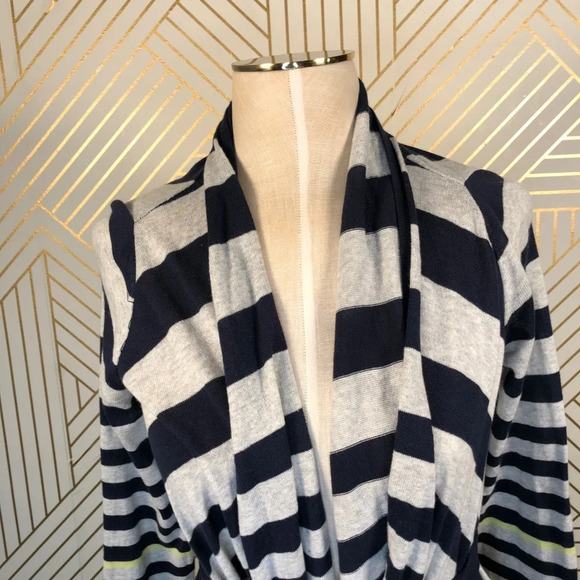 Anthropologie Moth Waterfall Sweater Cardigan Striped Tie Gray Blue Size XS‎ - Picture 2 of 8